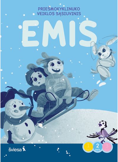 Emis. Žiemos džiaugsmai. Priešmokyklinuko pratybų sąsiuvinis, 2 dalis