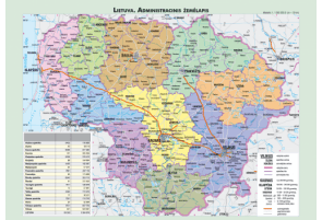 - Lietuvos administracinis ir gamtinis žemėlapis (dvipusis). 42x29,7 cm (A3), lami nuotas - 000000000002117364