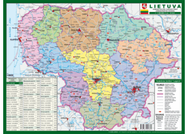 Lietuva.Administracinis žemėlapis M 1:1 400 000 30x20 cm, laminuotas