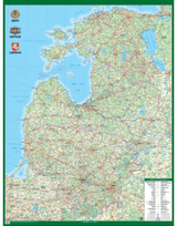 Eesti. Latvija. Lietuva. Žemėlapis, 87x115cm, 1:600 000, laminuotas