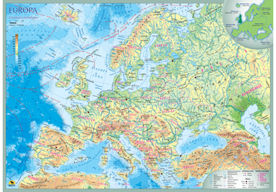 - Europos politinis ir gamtinis žemėlapis (dvipusis). 42x29,7 cm, laminuotas - 000000000002136269