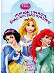 Princesės Klijuok lipduką spalvink paveiksliuką