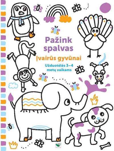 - Pažink spalvas. Įvairūs gyvūnai. Užduotėlės 3-4 metų vaikams - 000000000002182621
