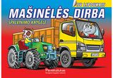 - Mašinėlės dirba. Spalvinimo knygelė su lipdukais - 000000000002183217