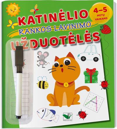 - Katinėlio rankos lavinimo užduotėlės 4-5 metų vaikams. Su flomasteriu - 000000000002186450