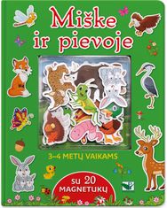 Miške ir pievoje. Su 20 magnetukų. 3-4 metų vaikams