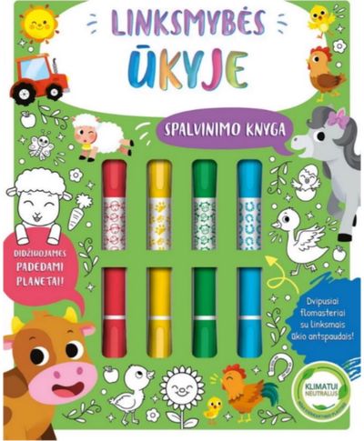 Linksmybės ūkyje. Su flomasteriais ir antspaudais
