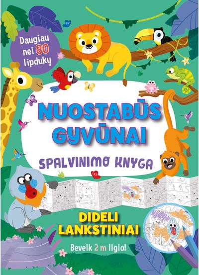 Nuostabūs gyvūnai. Spalvinimo knyga. Dideli lankstiniai