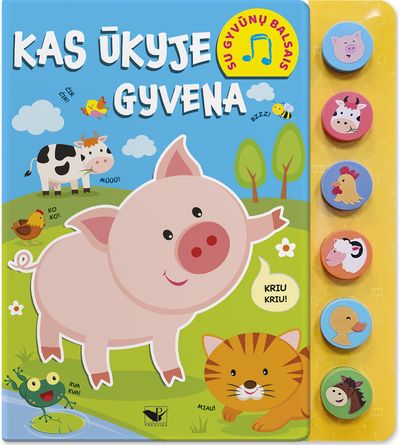Kas ūkyje gyvena. Su gyvūnų balsais