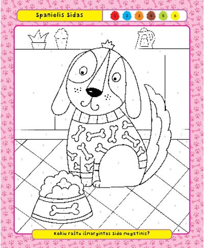 Linksmieji augintiniai. Spalvink pagal skaičius