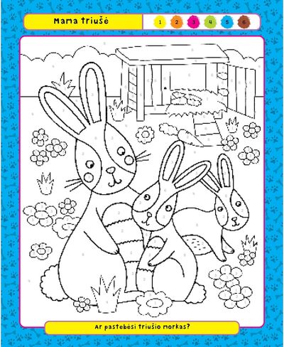 Linksmieji augintiniai. Spalvink pagal skaičius