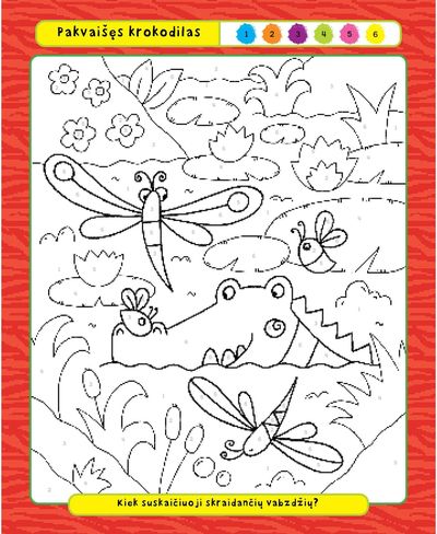 Laukinės džiunglės. Spalvink pagal skaičius