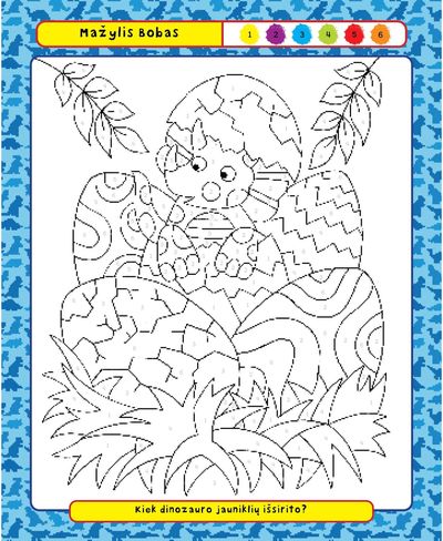 Šaunieji dinozaurai. Spalvink pagal skaičius