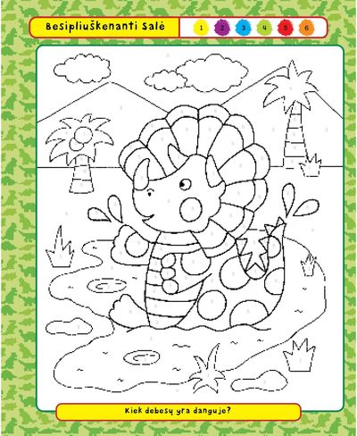 Šaunieji dinozaurai. Spalvink pagal skaičius