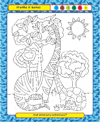 Šaunieji dinozaurai. Spalvink pagal skaičius