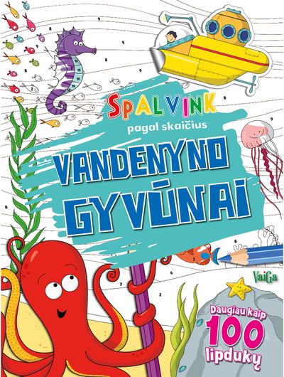 Vandenyno gyvūnai: spalvink pagal skaičius
