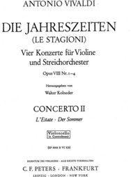 Four Seasons, Concerti Op. 8; No. 2 in G minor RV315 Summer (Cello/Double Bass Part)