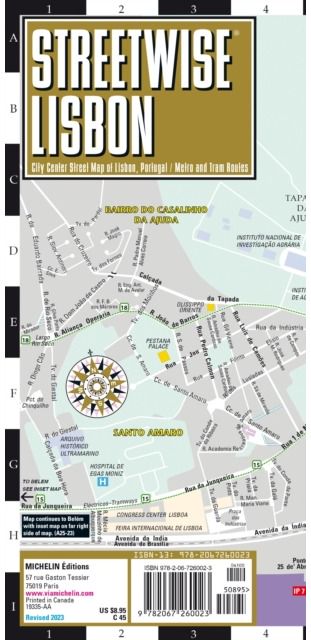 Streetwise Lisbon Map - Laminated City Center Street Map of Lisbon, Portugal: City Plan