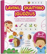 Lavinu skaitymo įgūdžius. 6-7m. Trumpi tekstai didžiosiomis raidėmis su užduotėl ėmis