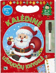 Kalėdinė užduočių knygelė 3-4 metų vaikams. Su flomasteriu. Nutrynęs vėl piešk