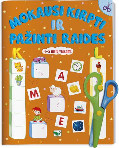 Mokausi kirpti ir pažinti raides 4-5 metų vaikams. Su žirklutėmis