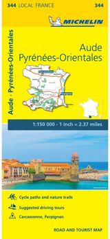Aude, Pyrenees-Orientales - Michelin Local Map 344 Map