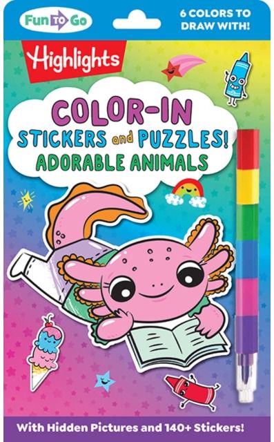 Color-In Stickers and Puzzles! Adorable Animals
