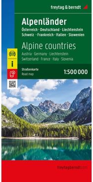 Alpine countries, Road map 1:500.000,: Austriaq, Germany, Liechtenstein, Switzerland, France, Italy
