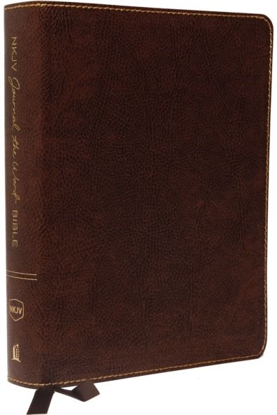NKJV, Journal the Word Bible, Bonded Leather, Brown, Red Letter, Comfort Print: Reflect, Journal, or Create Art Next to Your Favorite Verses