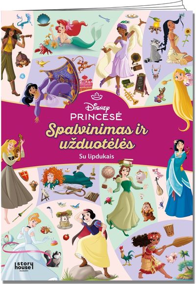 Princesės. Spalvinimas ir užduotėlės su lipdukais