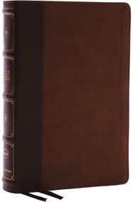 NKJV, Large Print Thinline Reference Bible, Blue Letter, Maclaren Series, Leathersoft, Brown, Thumb Indexed, Comfort Print: Holy Bible, New King James Version