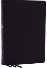 NKJV, Large Print Thinline Reference Bible, Blue Letter, Maclaren Series, Genuine Leather, Black, Comfort Print: Holy Bible, New King James Version James Version