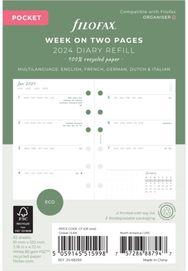 Filofax Pocket Eco Week On Two Pages 2024 Diary With Tabs