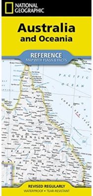 Australia and Oceania Reference Map (Folded): folded with flags and facts