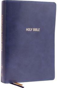 NKJV, Foundation Study Bible, Large Print, Leathersoft, Blue, Red Letter, Thumb Indexed, Comfort Print: Holy Bible, New King James Version James Version