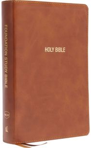 NKJV, Foundation Study Bible, Large Print, Leathersoft, Brown, Red Letter, Thumb Indexed, Comfort Print: Holy Bible, New King James Version James Version