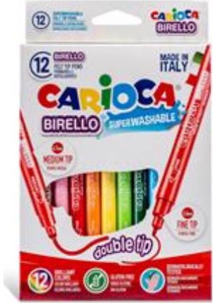 Flomasteriai CARIOCA, dvipusiai, 12 spalvų