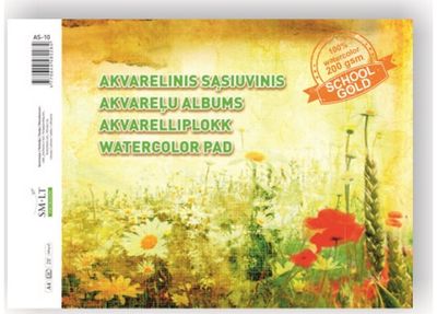 Akvarelinis sąsiuvinis SM-LT Gold, A4, 200 gsm, 10 l.