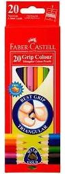 Spalvoti pieštukai Faber-Castell GRIP Junior su drožtuku, 20 sp.