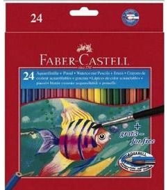 Akvareliniai pieštukai Faber-Castell FISH su teptuku, 24 sp.