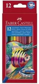 Akvareliniai pieštukai Faber-Castell FISH su teptuku, 12 sp.