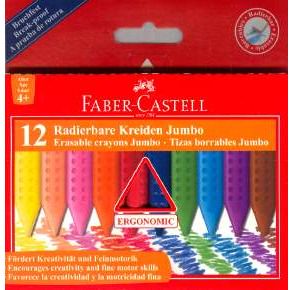 Plastikinės kreidelės Faber-Castell GRIP Jumbo, 12 spalvų