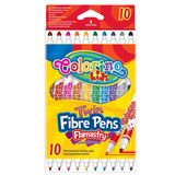 Flomasteriai COLORINO dvipusiai, 10 spalvų