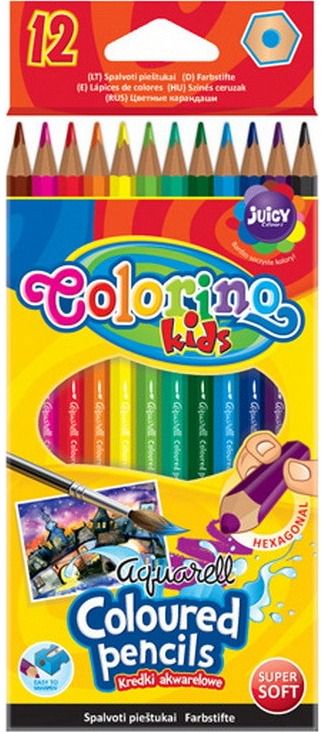 Akvareliniai pieštukai COLORINO KIDS su teptuku, 12 sp.