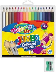 Spalvoti pieštukai COLORINO KIDS + drožtukas, Jumbo, 18 sp.