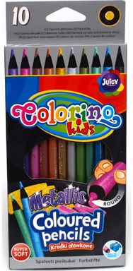 Spalvoti pieštukai COLORINO KIDS metalizuotų spalvų, Jumbo, 10 sp.