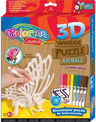 Medinis 3D modelis COLORINO su dažais ir lipdukais gyvūnai įv. rūšys