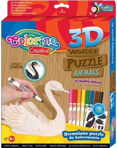 Medinis 3D modelis COLORINO su dažais ir lipdukais gyvūnai įv. rūšys