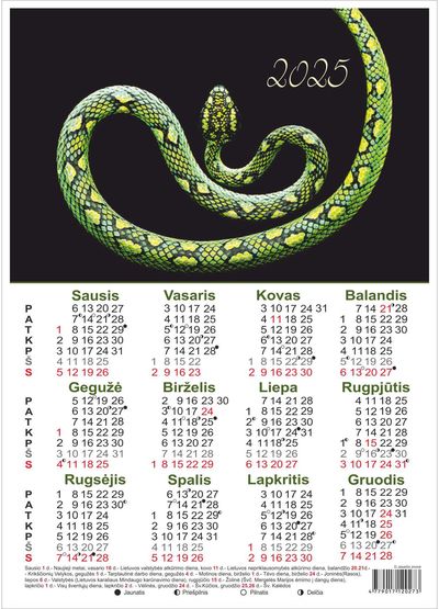 Kalendorius sieninis plakatas A4 2024