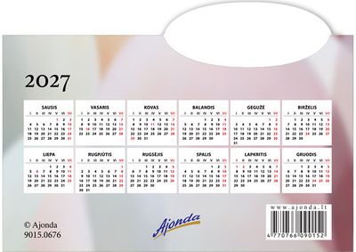 Pastatomas vieno mėn. kalendorius 2026